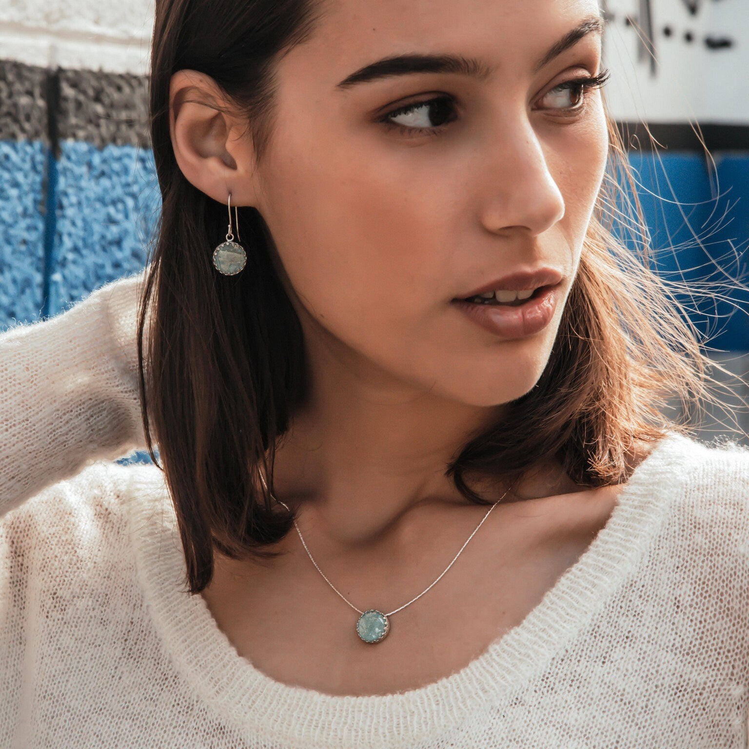 SPIRA Handcrafted Green Roman Glass Stone 925 Sterling Silver Drop/Dangle Earrings Fast&Free Shipping! Ancient Roman Glass Everyday earrings