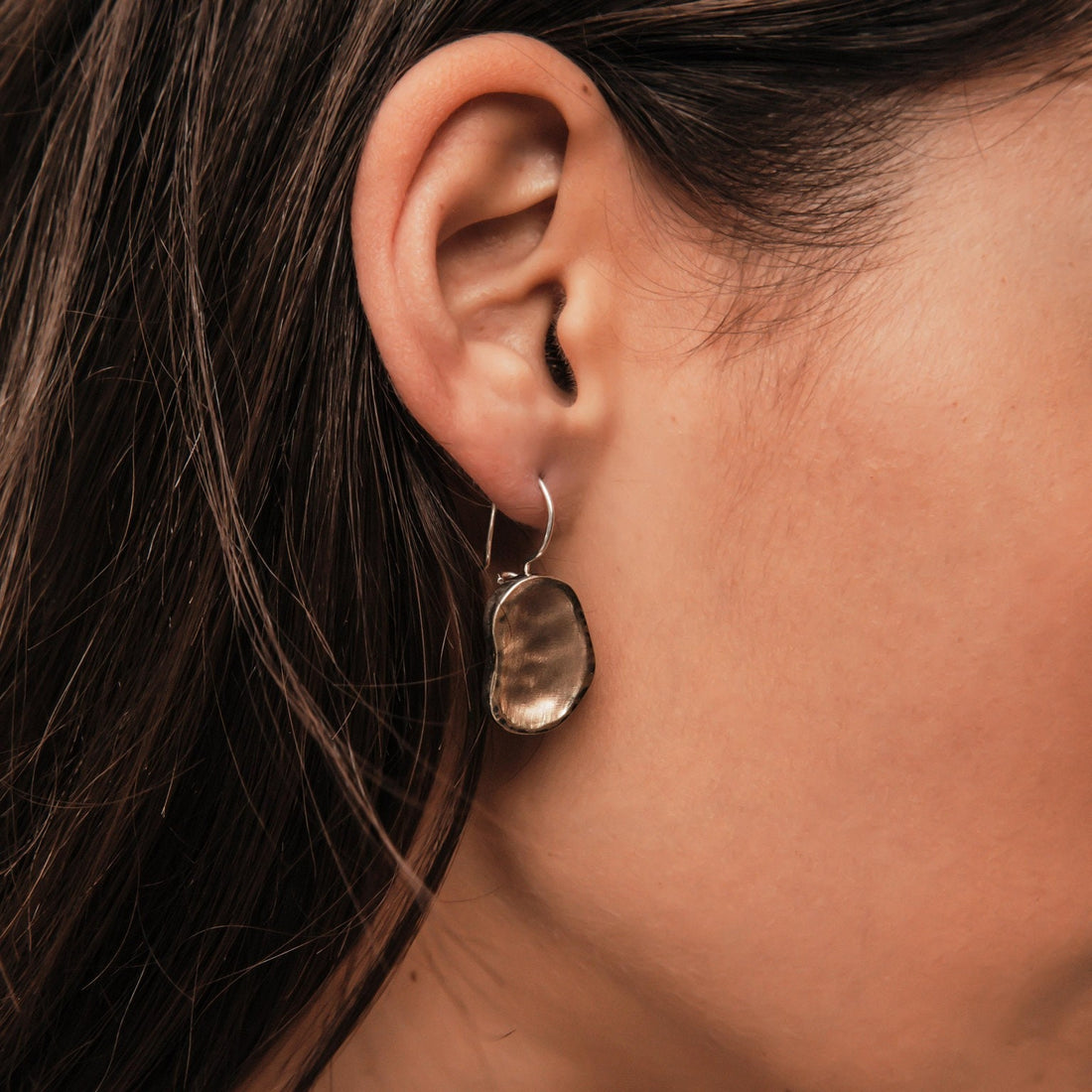 Unique Handcrafted Contemporary Design Two Tone Solid 9k Yellow Gold And 925 Sterling Silver Dangle Earrings Fast&Free Shipping!