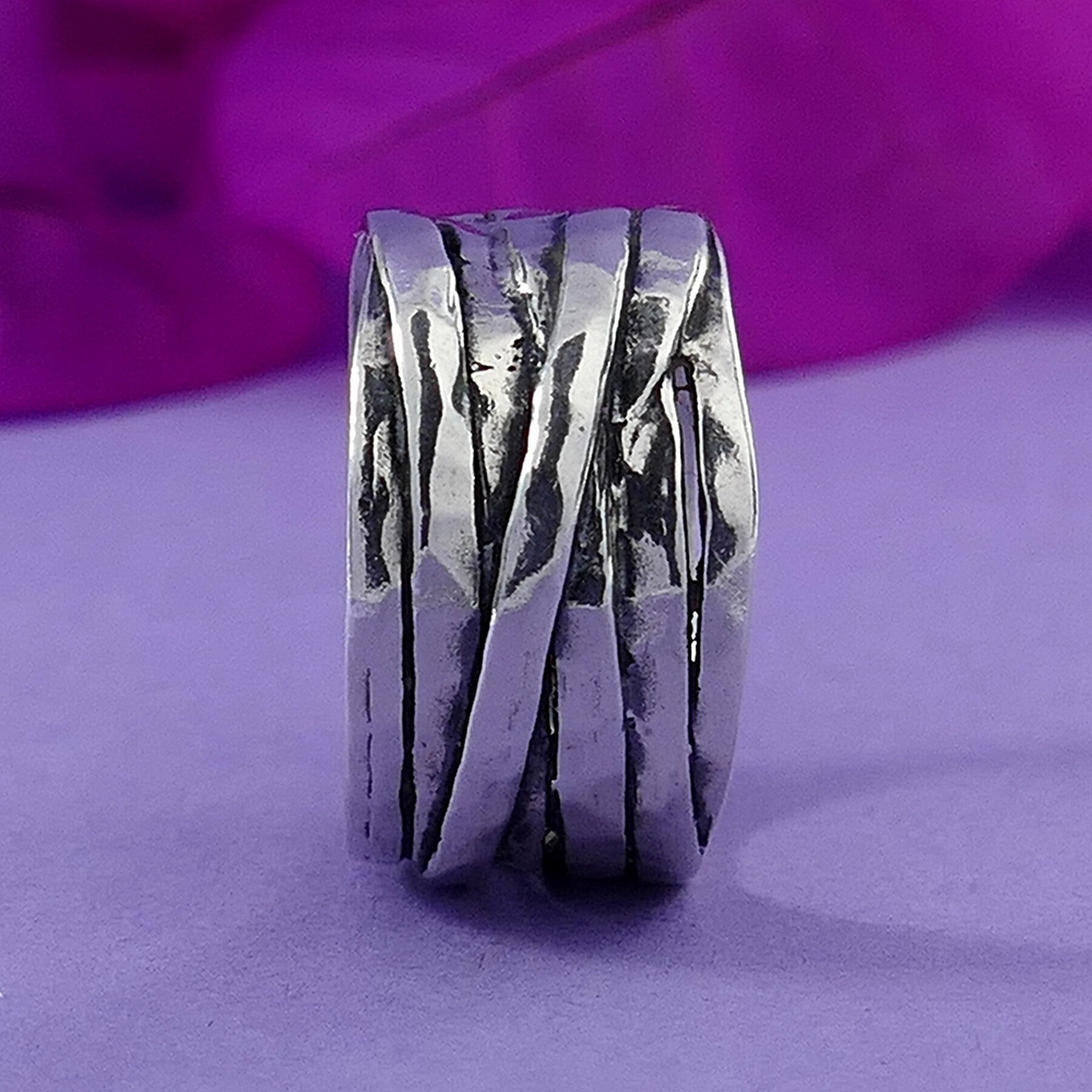 SPIRA 925 Silver Boho Ring – Wide Handcrafted Wrap Ring for Bohemian Style, Gypsy ring, Bohemian ring, Hippie ring, Boho ring Wide ring