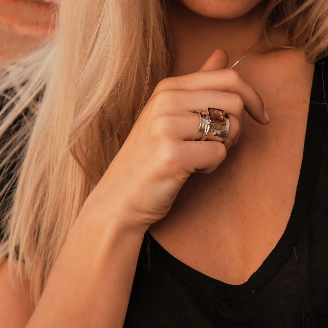 Unique Tree Tones Silver and Gold Statement Ring