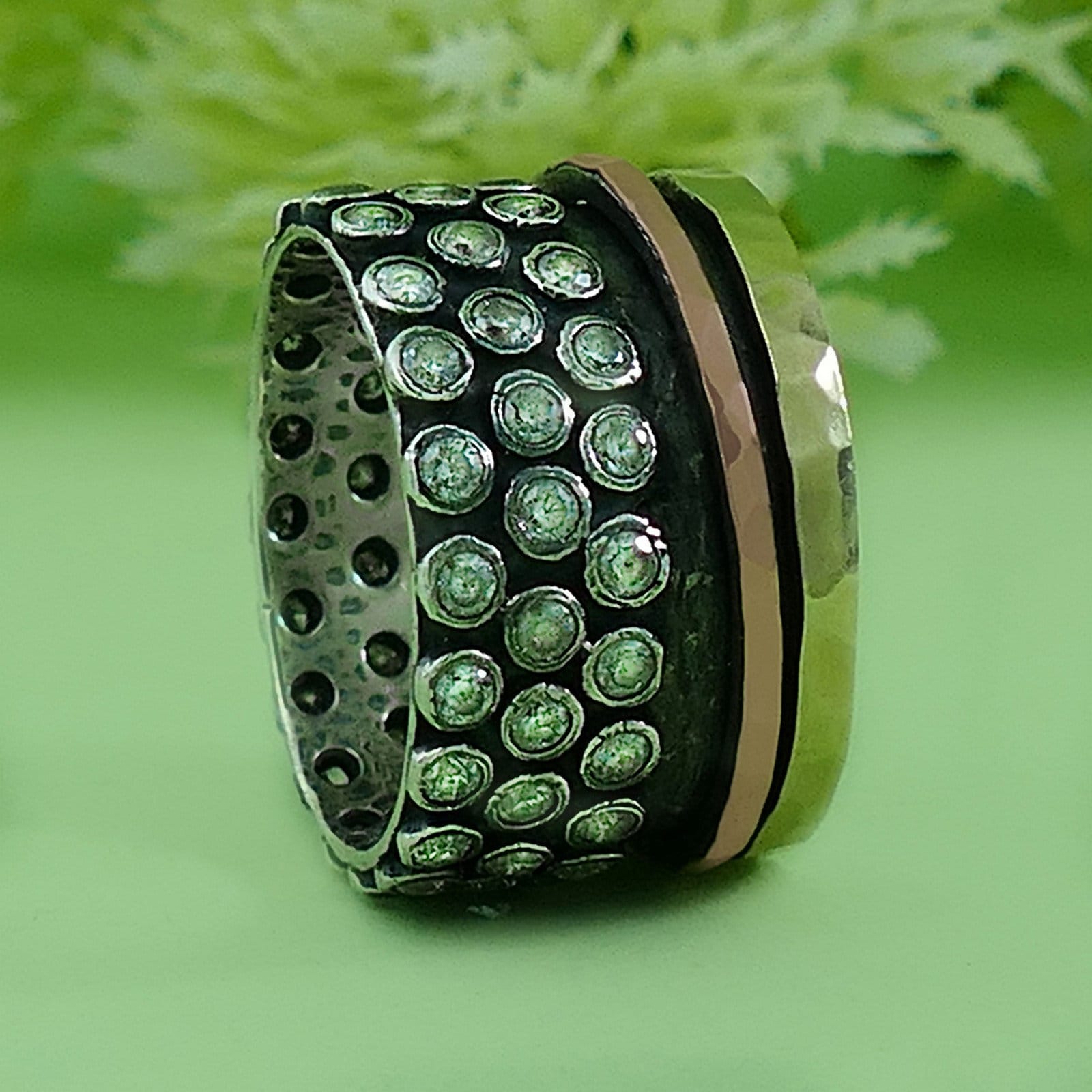 Enchanted Swirls: Silver and Gold Spinner Ring with CZ setting that Capture the Imagination