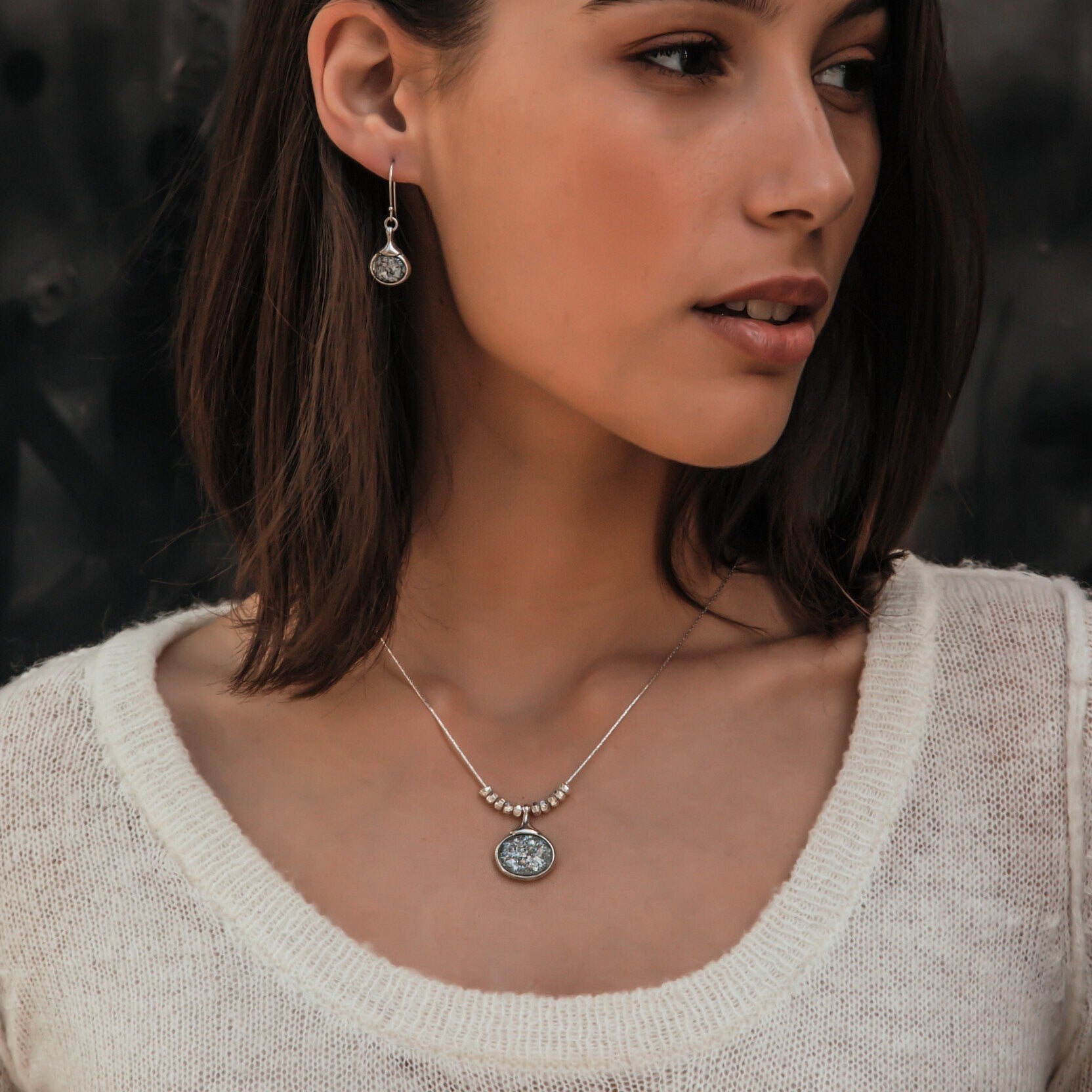 SPIRA Handcrafted 925 Sterling Silver Green Roman Glass Pendant - Boho Chic Rope Chain Necklace