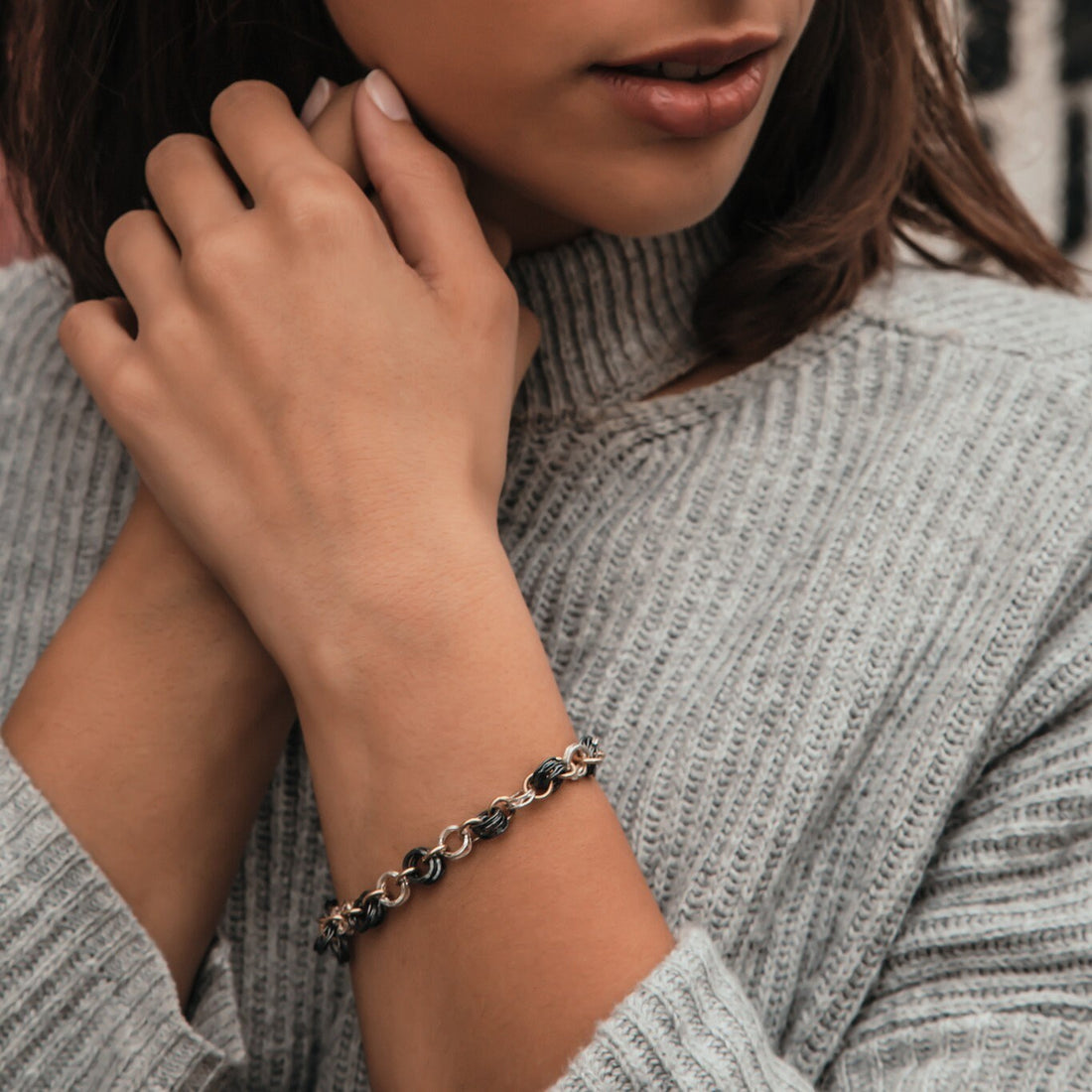 SPIRA Mixed Metal Bracelet Handcrafted Two Tone 925 Sterling Silver And 14k Yellow Gold Filled Chain&Link Silver GF Bracelet Fast Shipping!