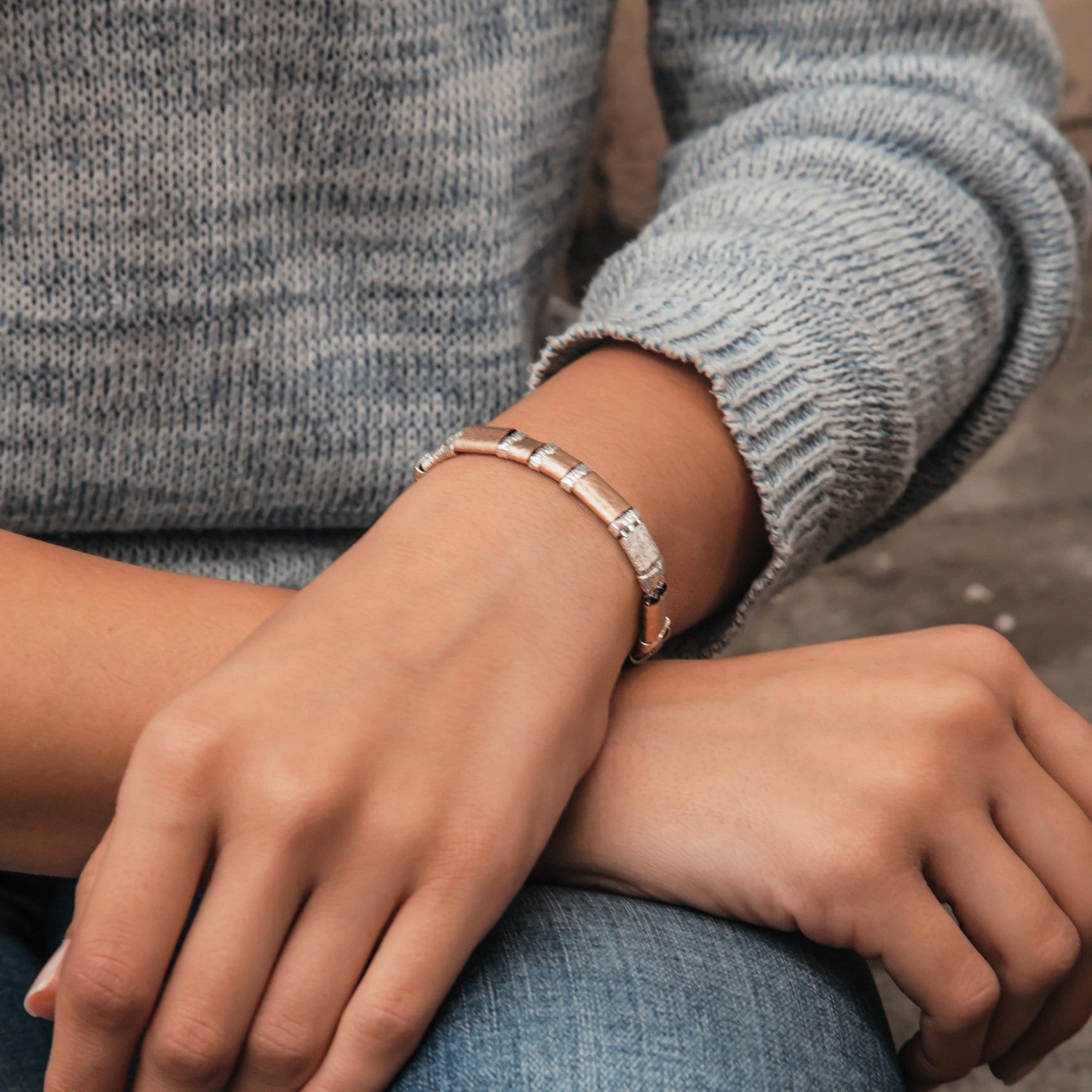 SPIRA Mixed Metal Bracelet Handcrafted Two Tone 925 Sterling Silver And 14k Yellow Gold Filled Chain&Link Silver GF Bracelet Fast Shipping!