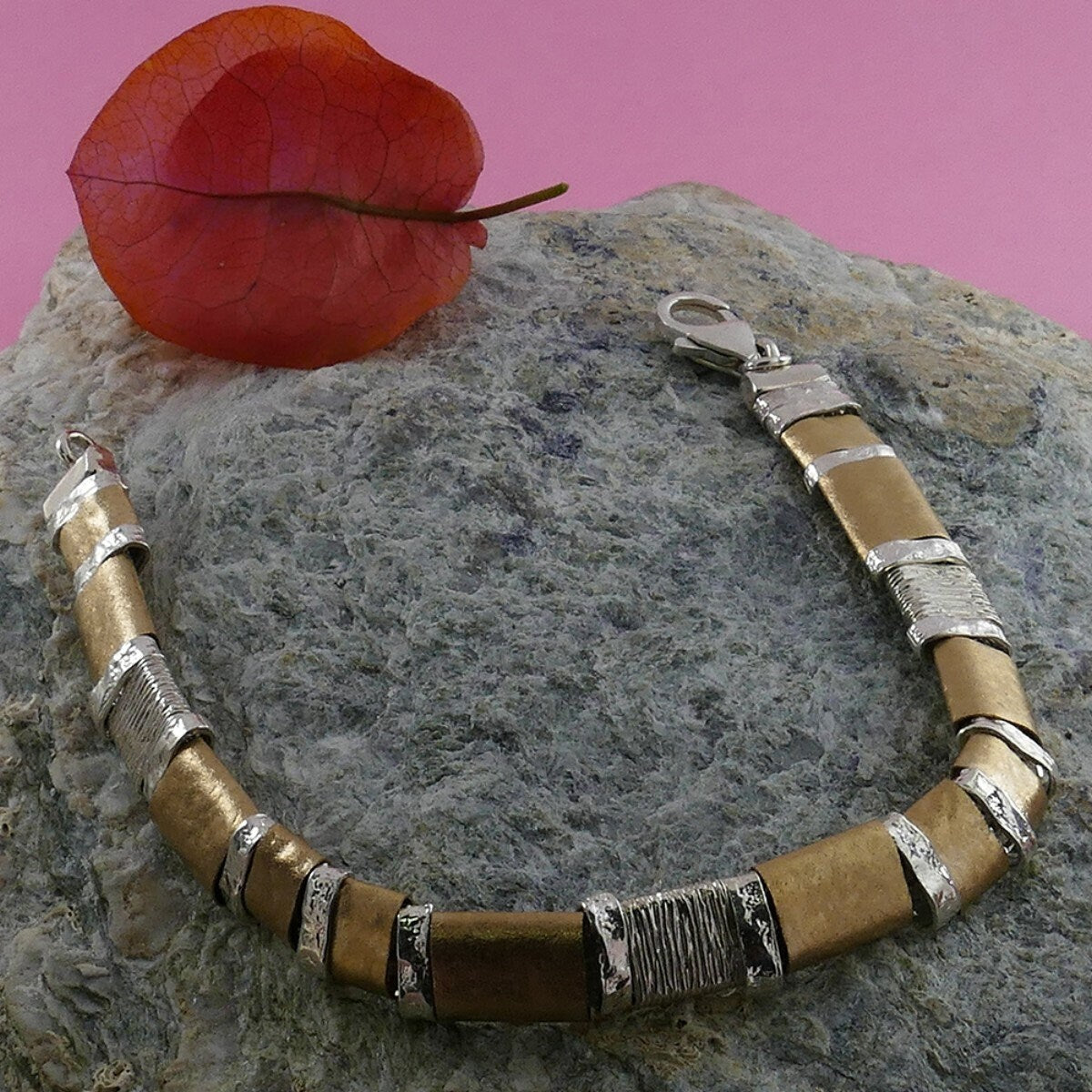 SPIRA Mixed Metal Bracelet Handcrafted Two Tone 925 Sterling Silver And 14k Yellow Gold Filled Chain&Link Silver GF Bracelet Fast Shipping!