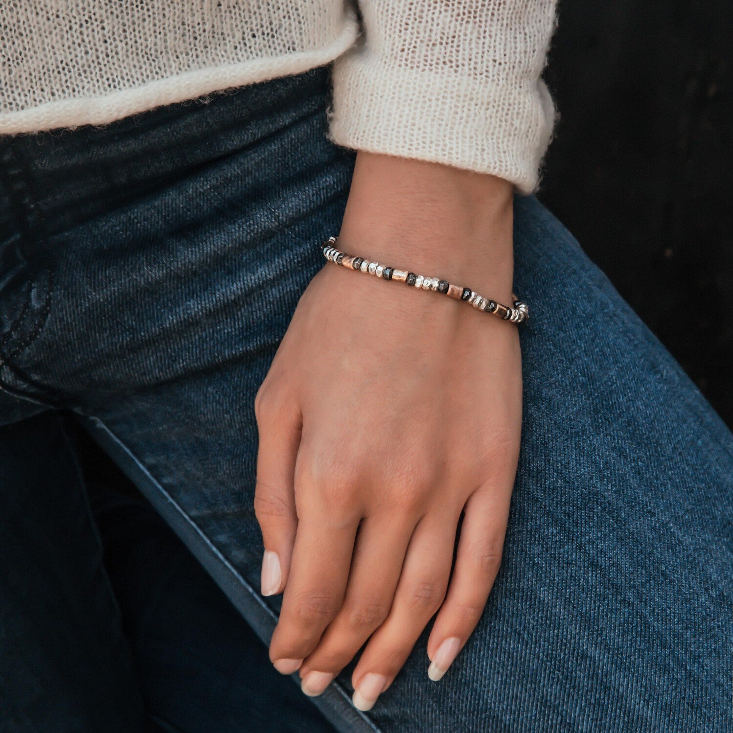 SPIRA Mixed Metal Bracelet Handcrafted Two Tone 925 Sterling Silver And 14k Yellow Gold Filled Chain & Link Silver GF Bracelet Fast Shipping