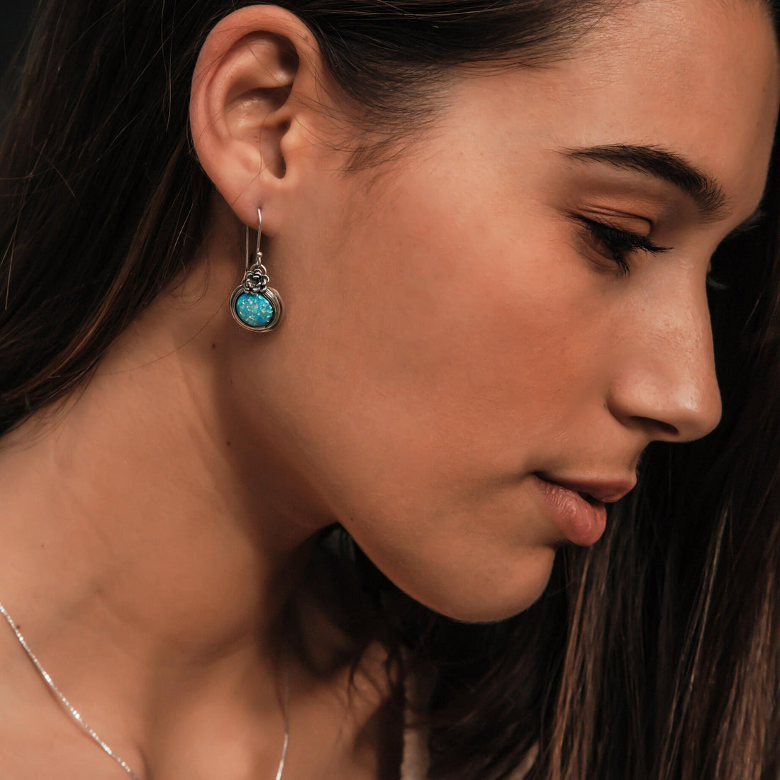 2.2 Carat Blue Opal Stone Unique Israel earring 925 Sterling Silver Handmade Drop/Dangle Earrings Fast&Free Shipping! Simple dangle earrings