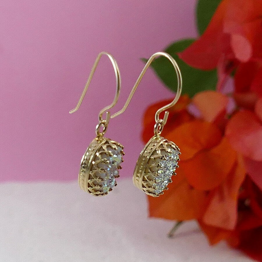 2.3 Carat White Agate Druzy Stone Natural crystal quartz 14k Yellow Gold Filled Fast&Free Shipping! Everyday earrings,Simple dangle earrings