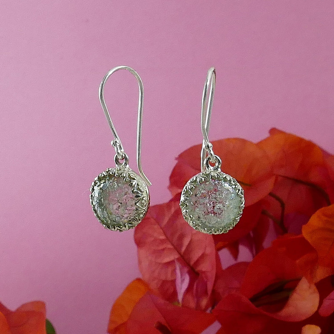 Green Roman Glass Stone Israel earring 925 Sterling Silver Drop/Dangle Earrings Fast & Free Shipping! Ancient Roman Glass,Everyday earrings