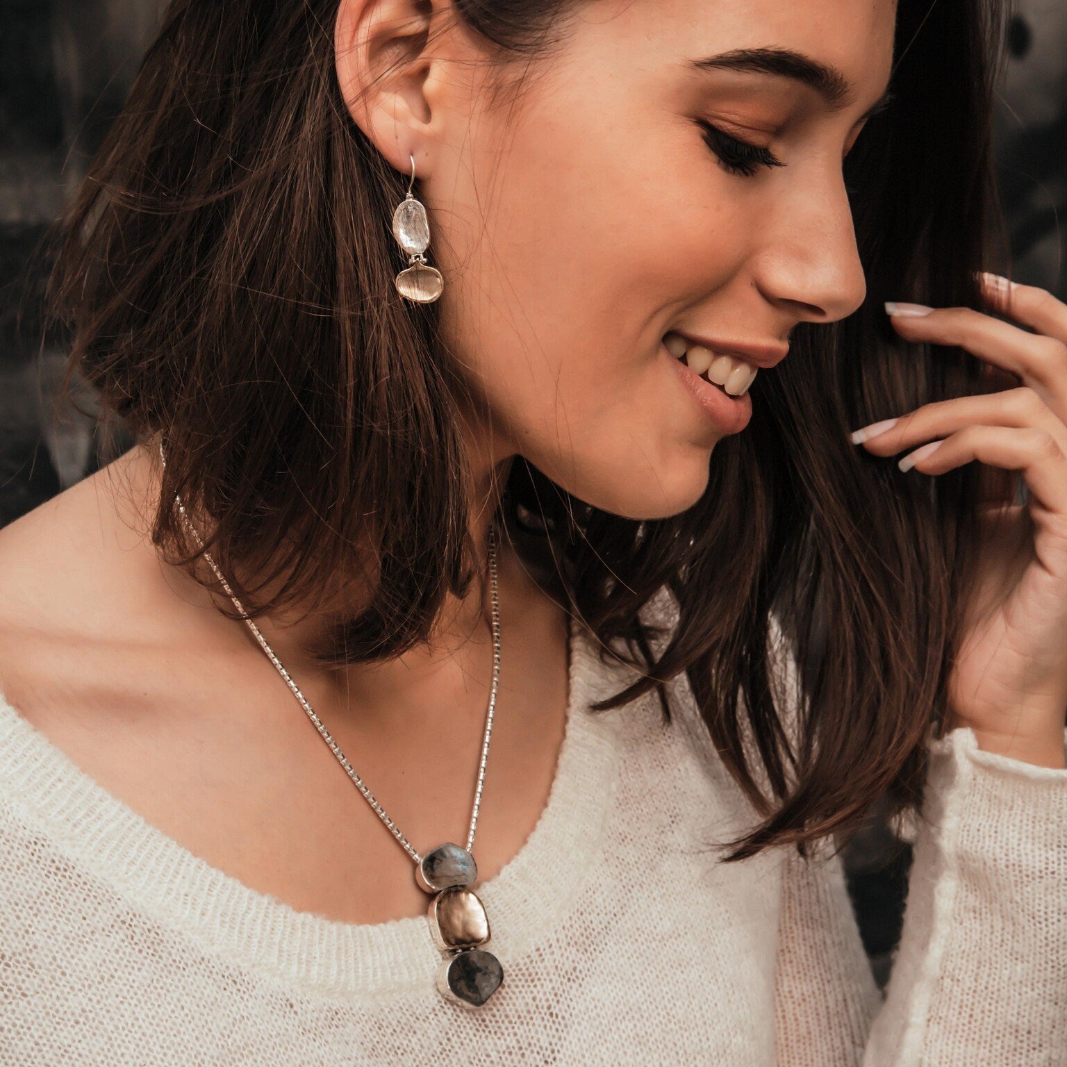 SPIRA Unique Handcrafted Contemporary Design Two Tone Solid 9k Yellow Gold And 925 Sterling Silver Drop/Dangle Earrings Fast&Free Shipping!