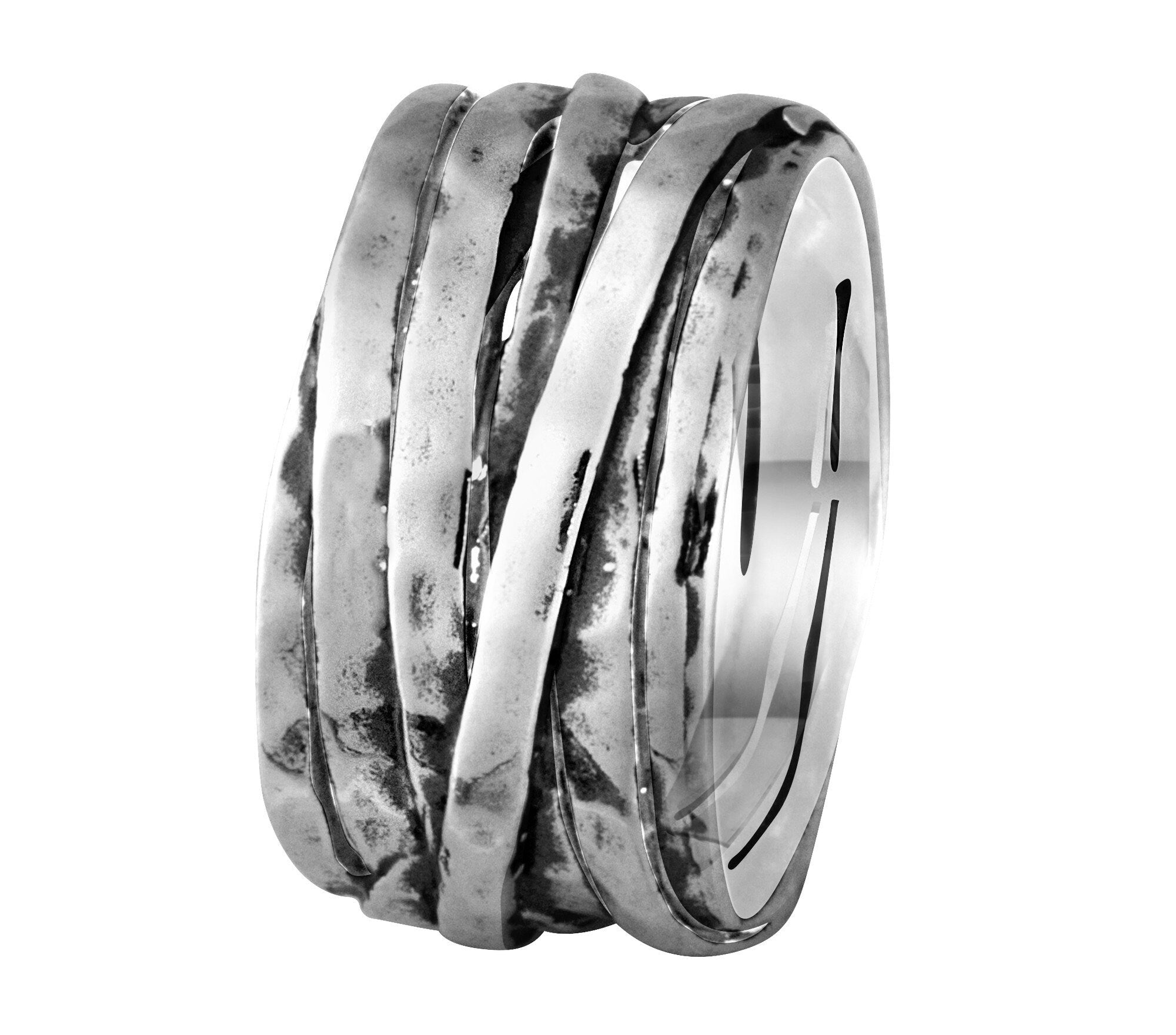 SPIRA 925 Silver Boho Ring – Wide Handcrafted Wrap Ring for Bohemian Style, Gypsy ring, Bohemian ring, Hippie ring, Boho ring Wide ring