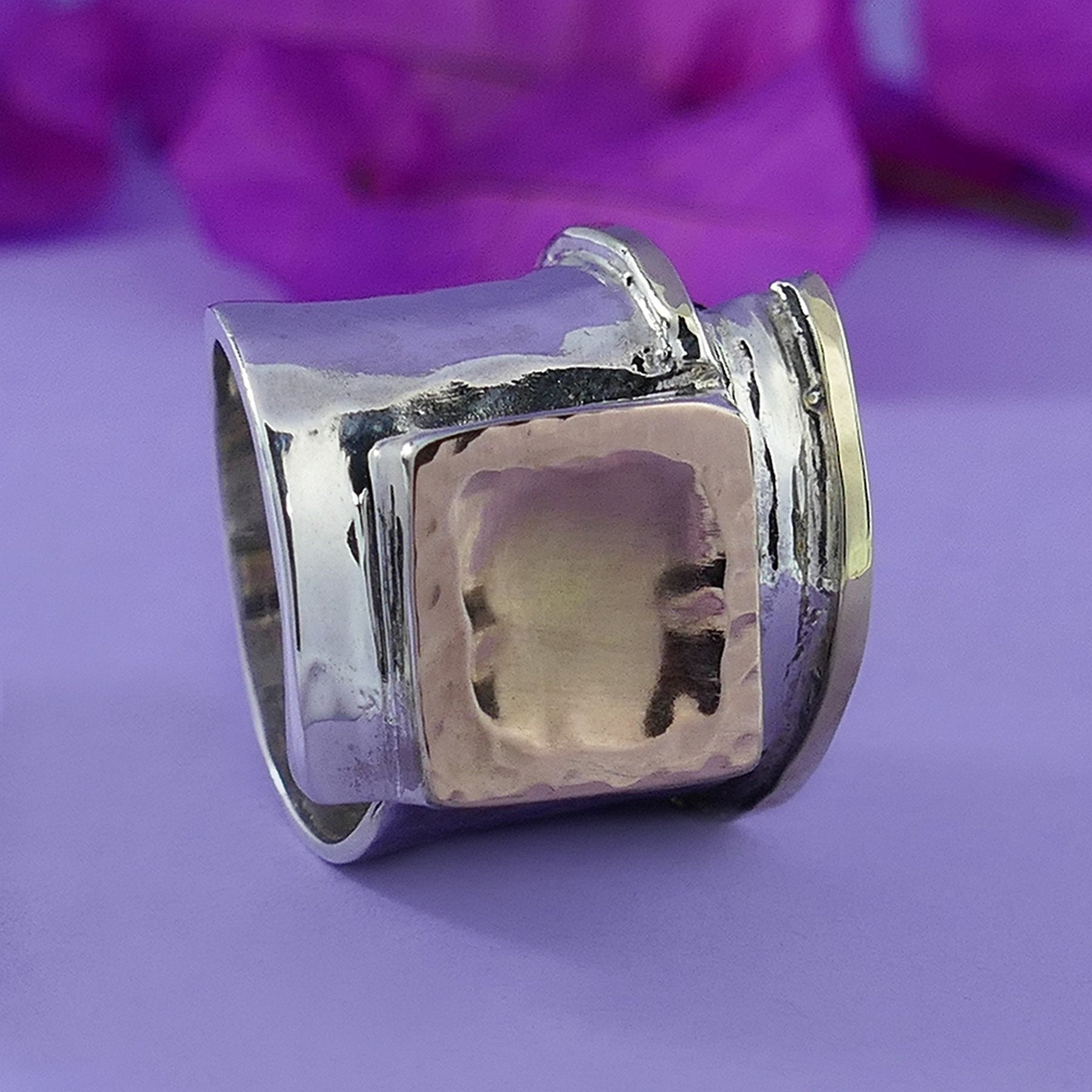 Unique Tree Tones Silver and Gold Statement Ring