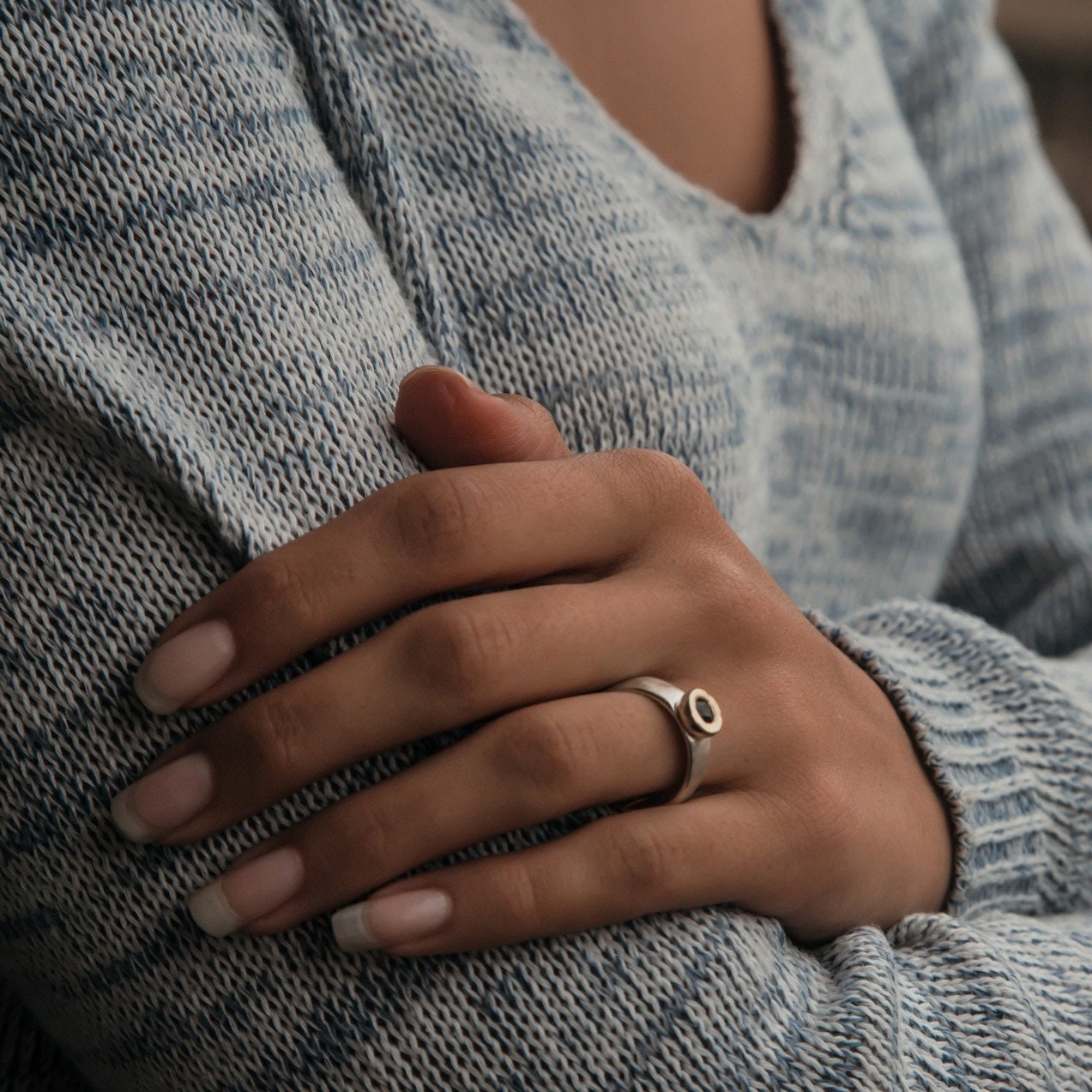 Tourmaline Mixed Metal Ring 0.26 Carat Natural Green Tourmaline Gemstone Two Tone Solid 9k Yellow Gold & 925 Sterling Silver Solitaire Ring