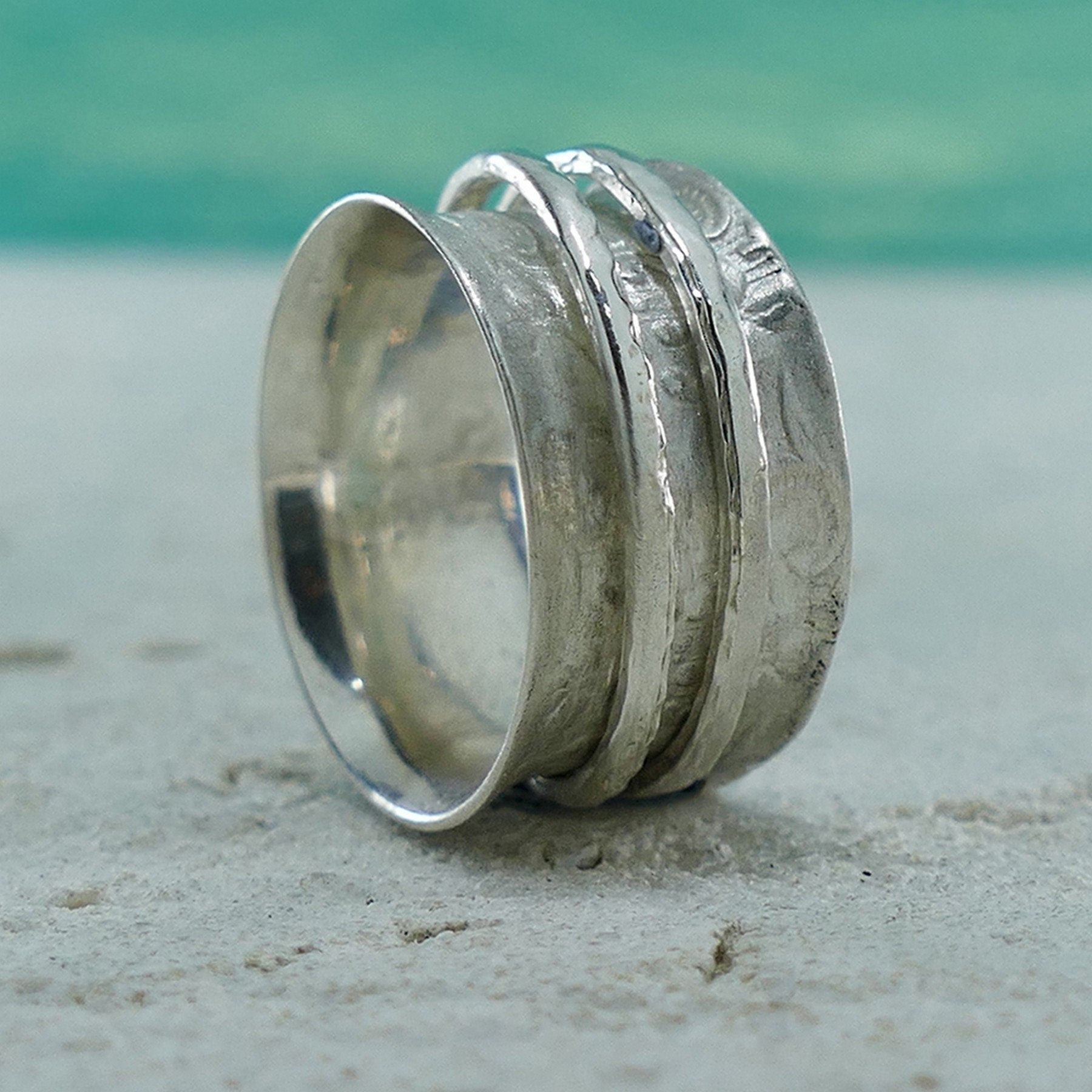 SPIRA Handcrafted Vintage Design 925 Sterling Silver Spinner Ring, Unique unisex ring, Silver Fidget ring, worry ring, Hippie ring,Boho ring