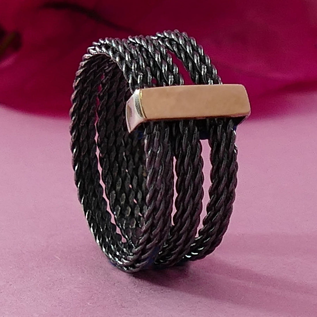 SPIRA Unique Handcrafted Contemporary Design Two Tone Solid 9k Rose Gold & 925 Sterling Silver Stackable Ring,Mixed metal ring,Bohemian ring