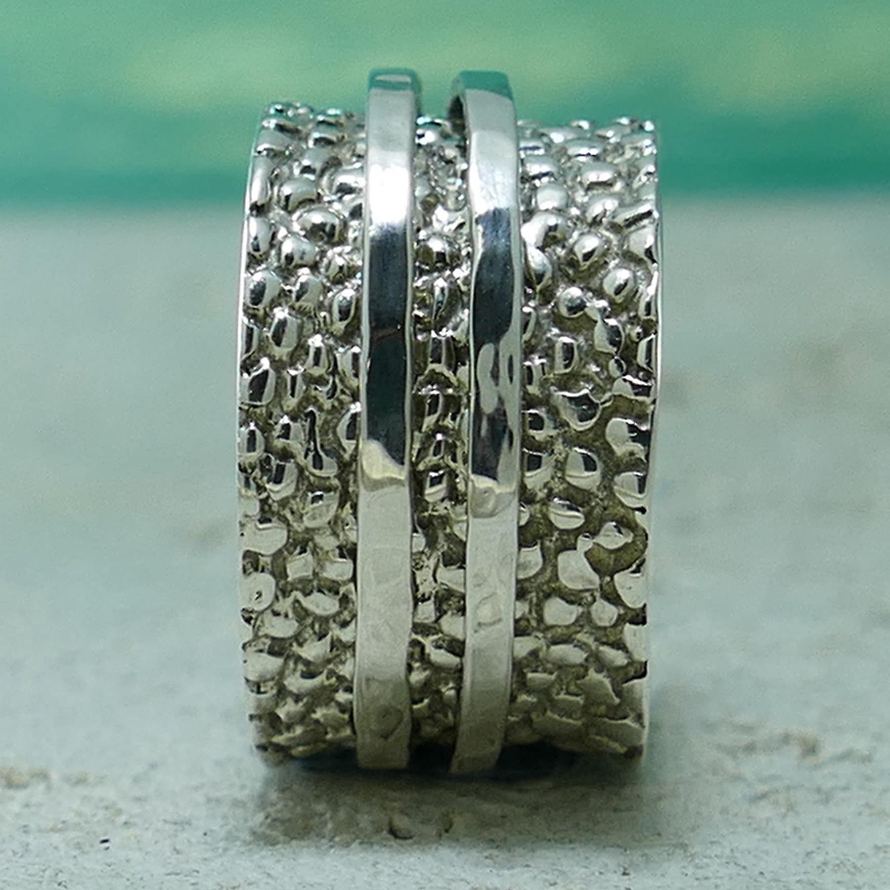 SPIRA Handcrafted Contemporary Design 925 Sterling Silver Spinner Ring,Silver Fidget ring, Unique unisex ring,Gypsy ring, Bohemian ring