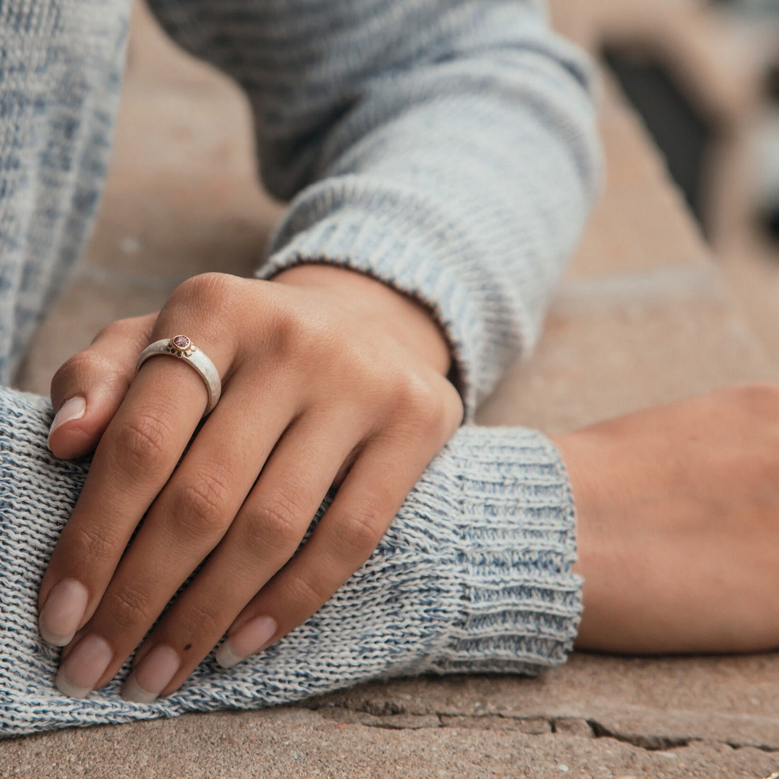 Tourmaline Mixed Metal Ring Natural Pink Tourmaline Gemstone Two Tone Solid 9k Yellow Gold & 925 Sterling Silver Solitaire Ring