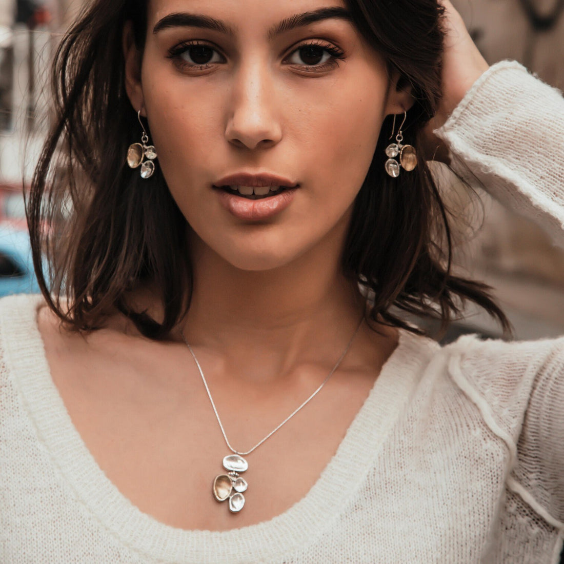 SPIRA Unique Handcrafted Two Tone Solid 9k Yellow Gold And 925 Sterling Silver Rope Pendant Chain Mixed Metal Necklace Two Tone Necklace