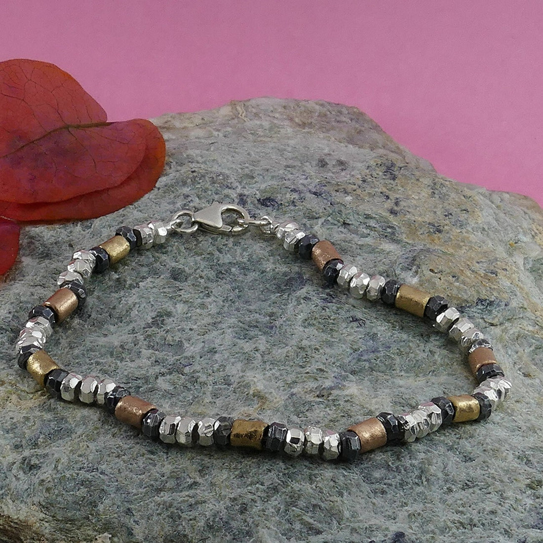 SPIRA Mixed Metal Bracelet Handcrafted Two Tone 925 Sterling Silver And 14k Yellow Gold Filled Chain & Link Silver GF Bracelet Fast Shipping