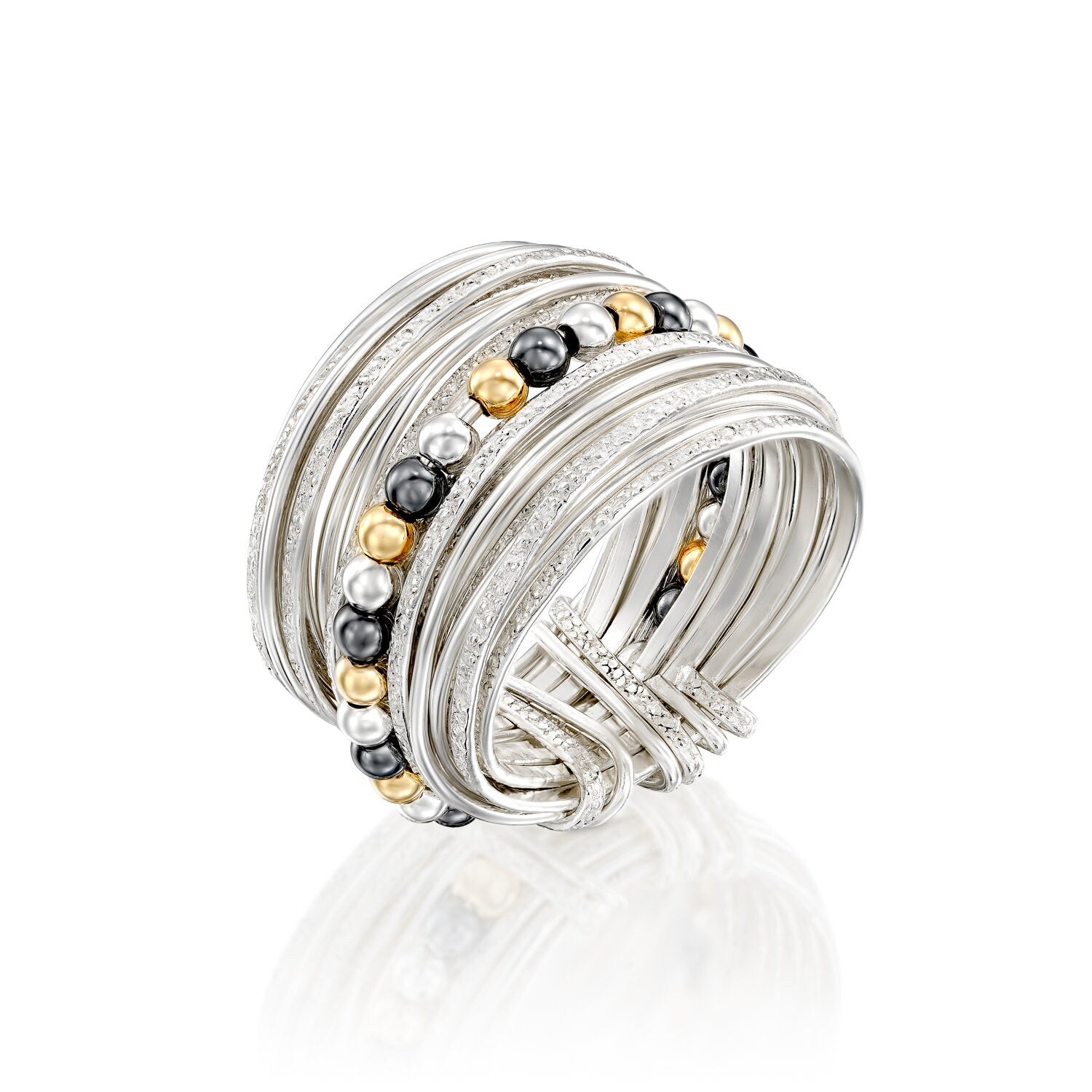 SPIRA Handcrafted Contemporary Design Two Tone 14K Gold filled And 925 Sterling Silver Wrap Ring Gypsy ring, Bohemian ring,Mixed metal ring