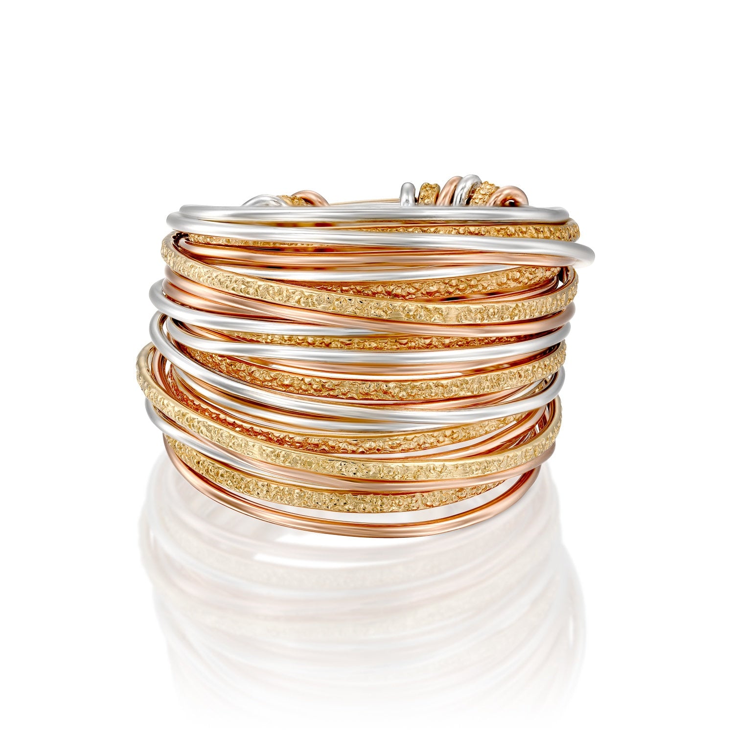 Handcrafted Silver Wrap Ring – SPIRA Two-Tone Gold & Silver Boho Ring