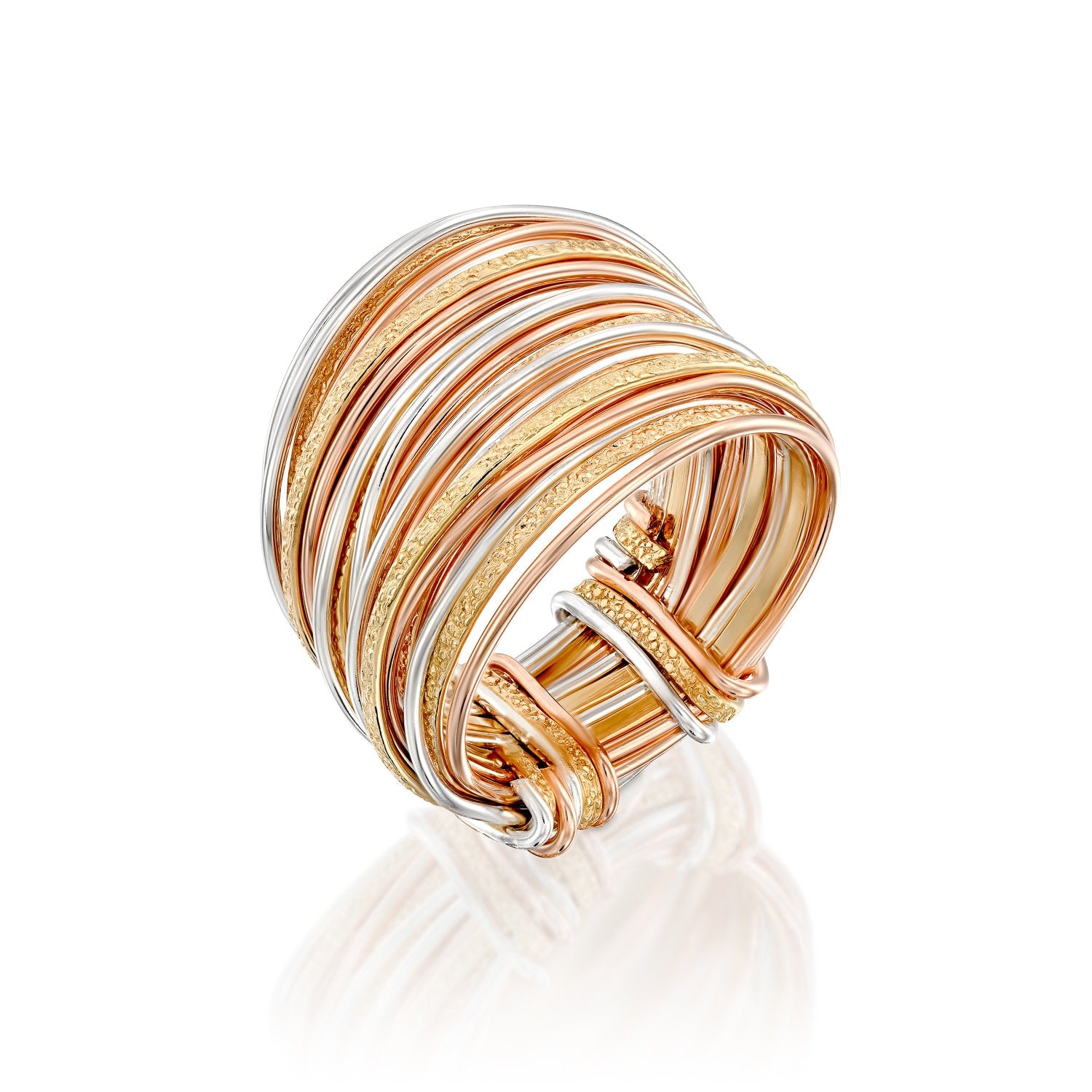 Handcrafted Silver Wrap Ring – SPIRA Two-Tone Gold & Silver Boho Ring