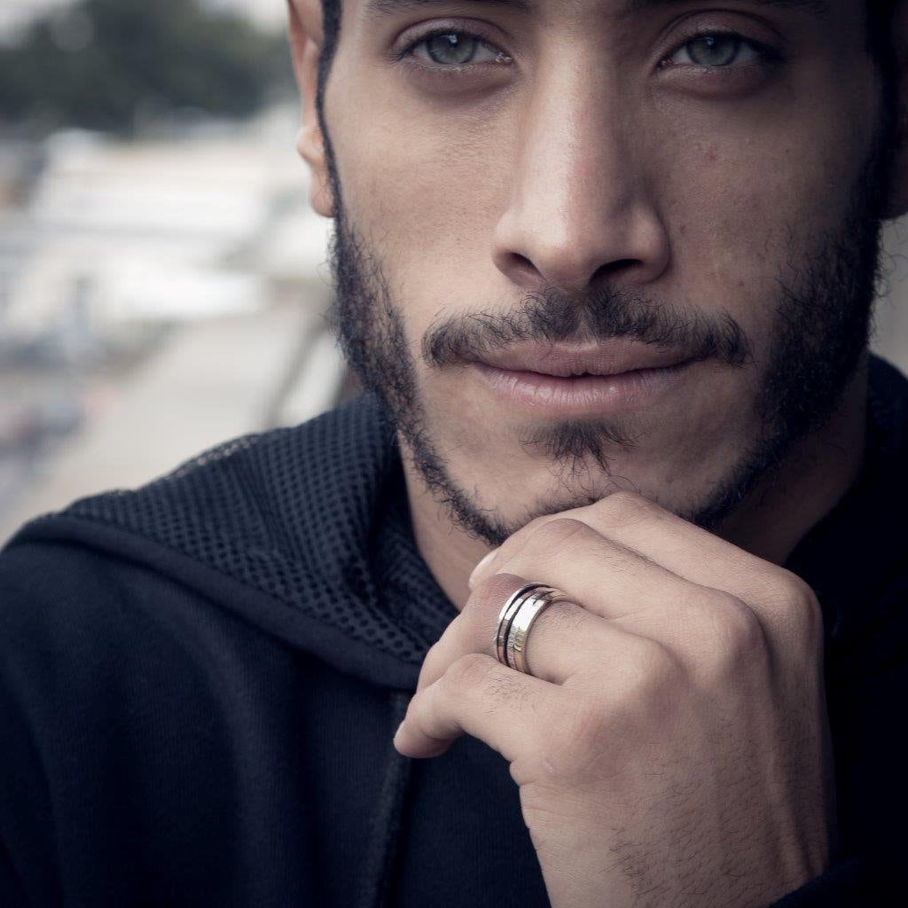 SPIRA Handmade Mixed metal Ring Two Tone Solid 9k Yellow & Rose Gold and 925 Sterling Silver Unisex Spinner Ring,Gypsy ring,Bohemian ring