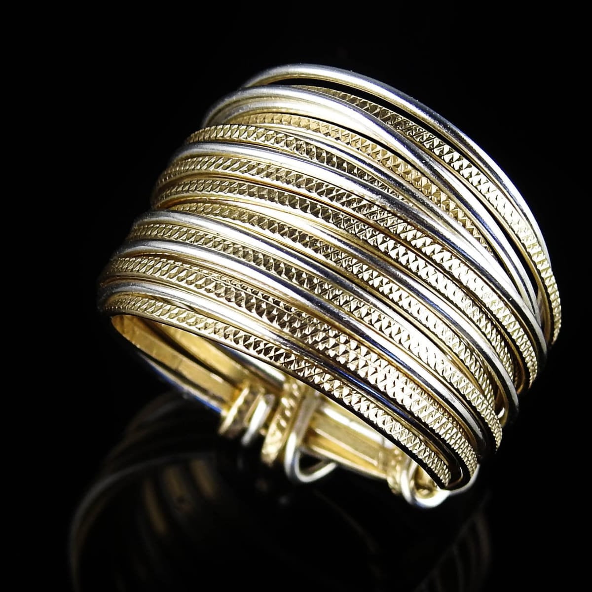 Handcrafted Two-Tone Wrap Ring, 14K Gold Filled & 925 Sterling Silver, Bohemian Gypsy Ring, Contemporary Design