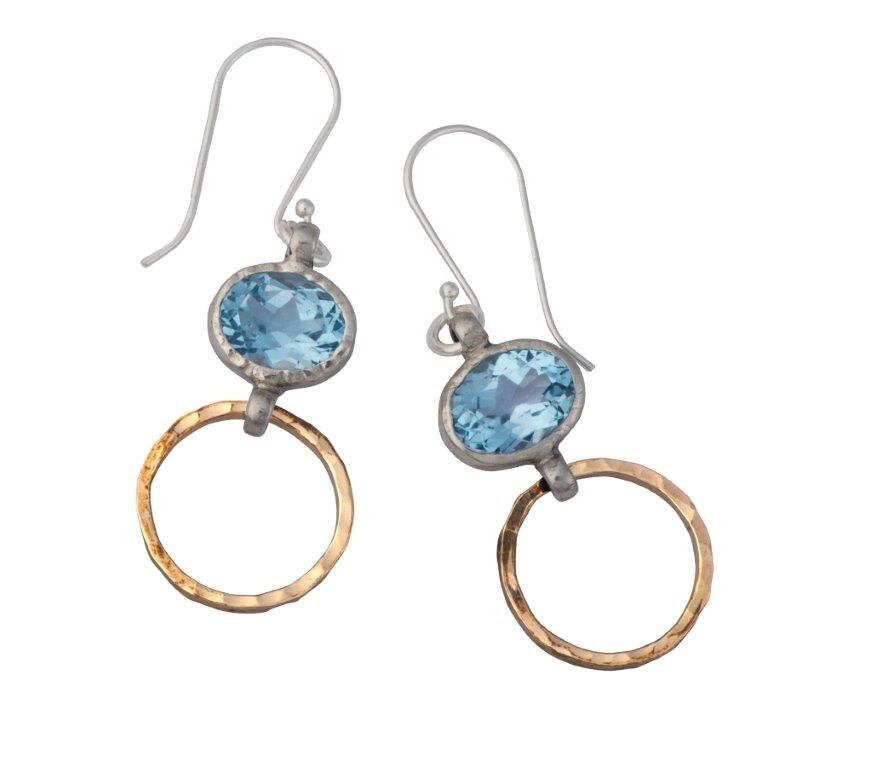 3.1 Ct Natural Brown Smoky Quartz Gemstone Two Tone 14k Yellow Gold Filled And 925 Sterling Silver Drop/Dangle Earrings Fast&Free Shipping!