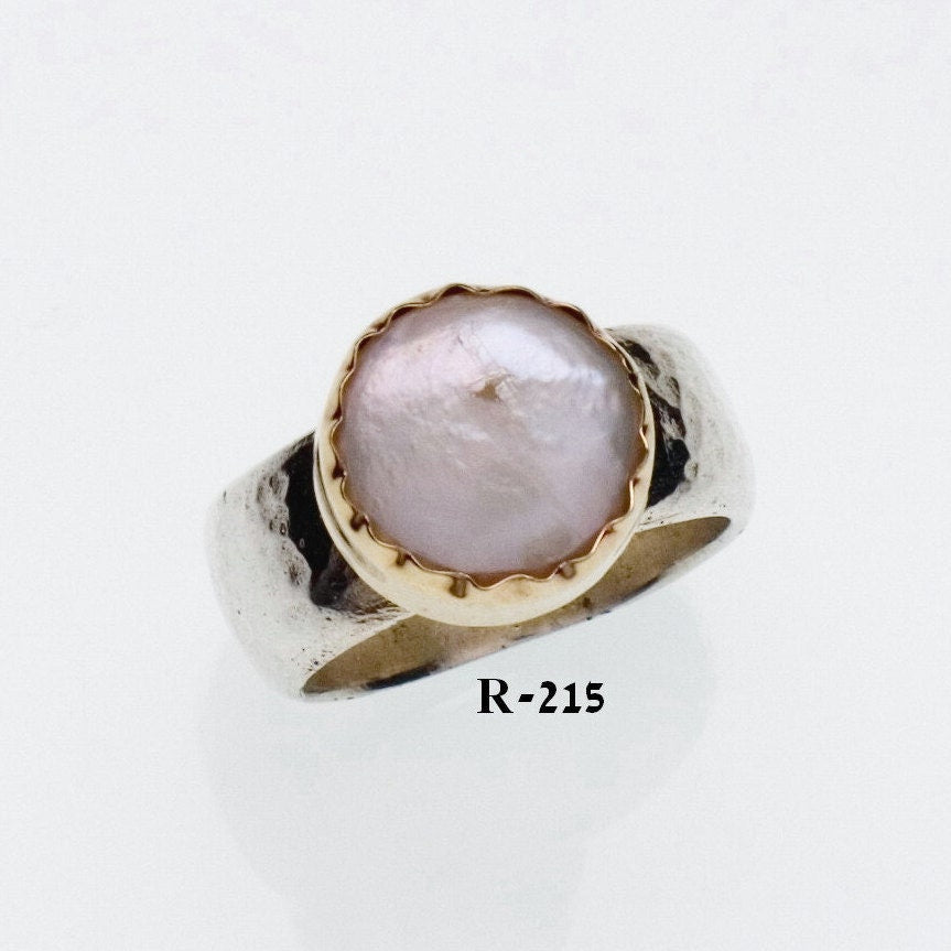 4.4 Carat White Agate Druzy Stone Two Tone Solid 9k Yellow Gold & 925 Sterling Silver Solitaire Ring Setting Gemstone ring Mixed metal ring