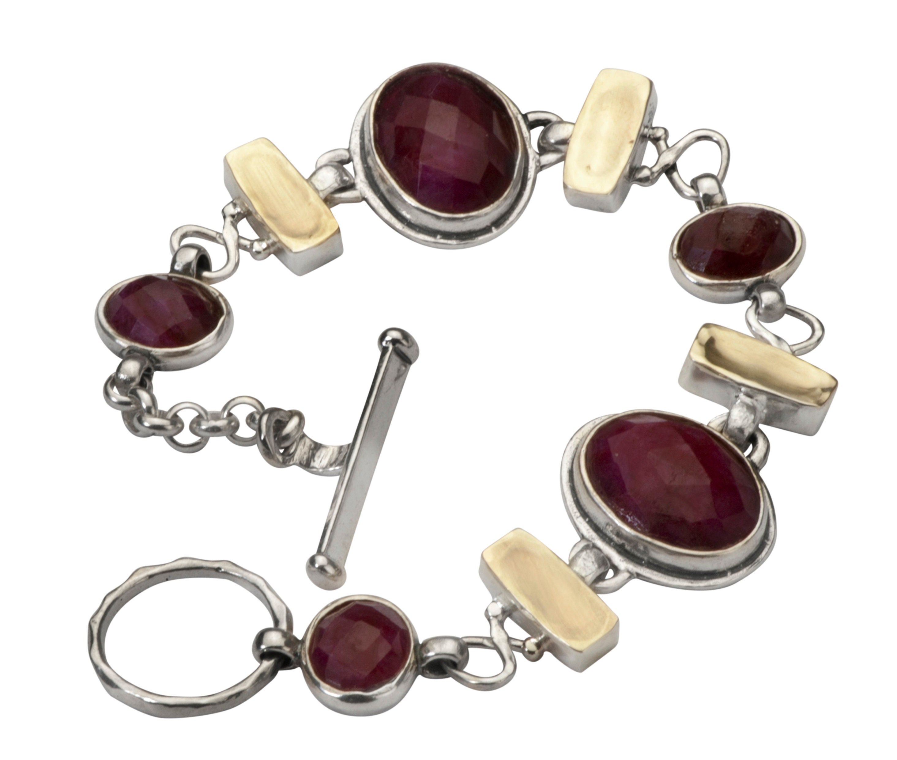 Two Tone Roman Glass Bracelet Solid 9k Yellow Gold 925 Sterling Silver Green Roman Glass Chain & Link Silver Gold Bracelet Free Shipping!