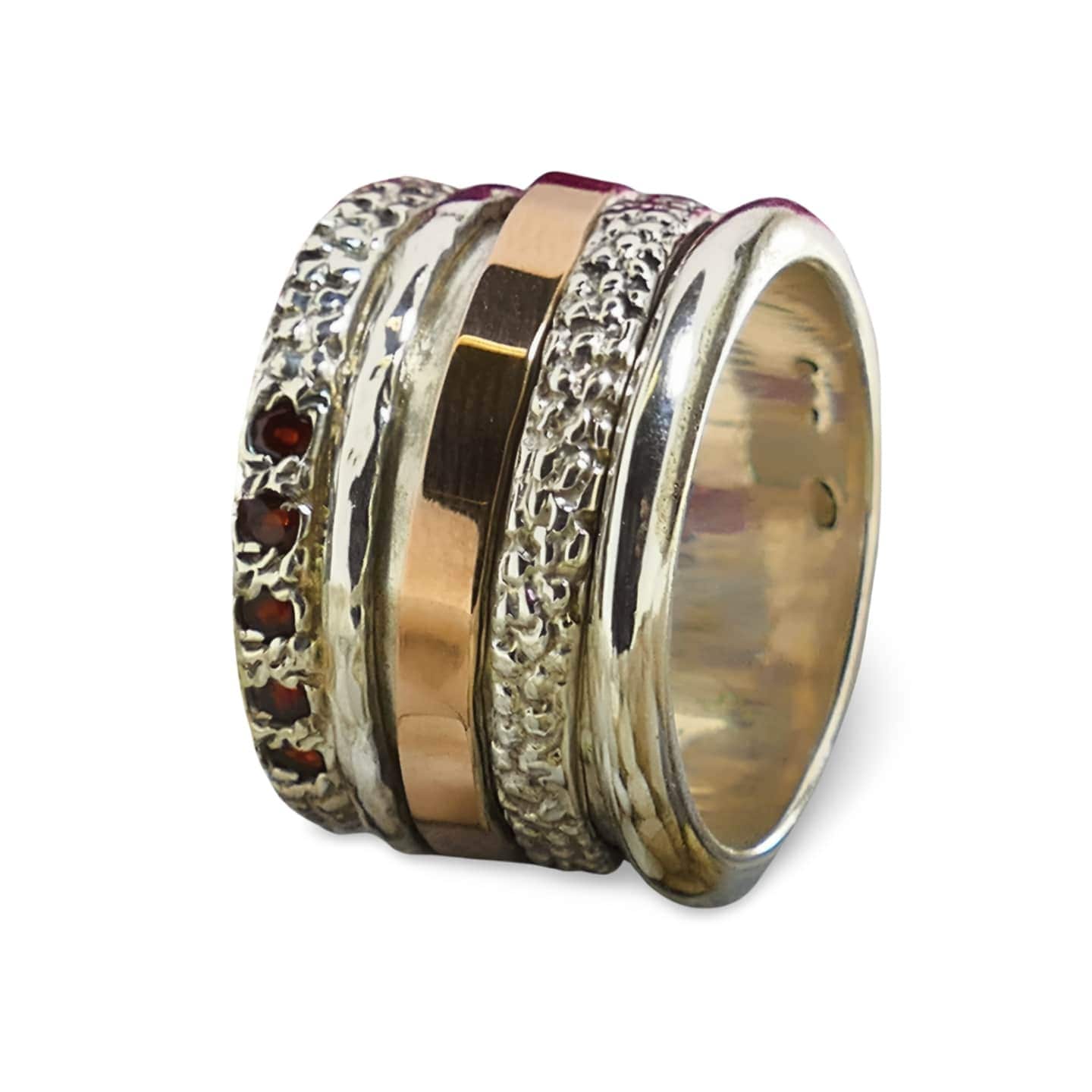 Red Radiance: Wide Two-Tone Garnet Spinner Ring