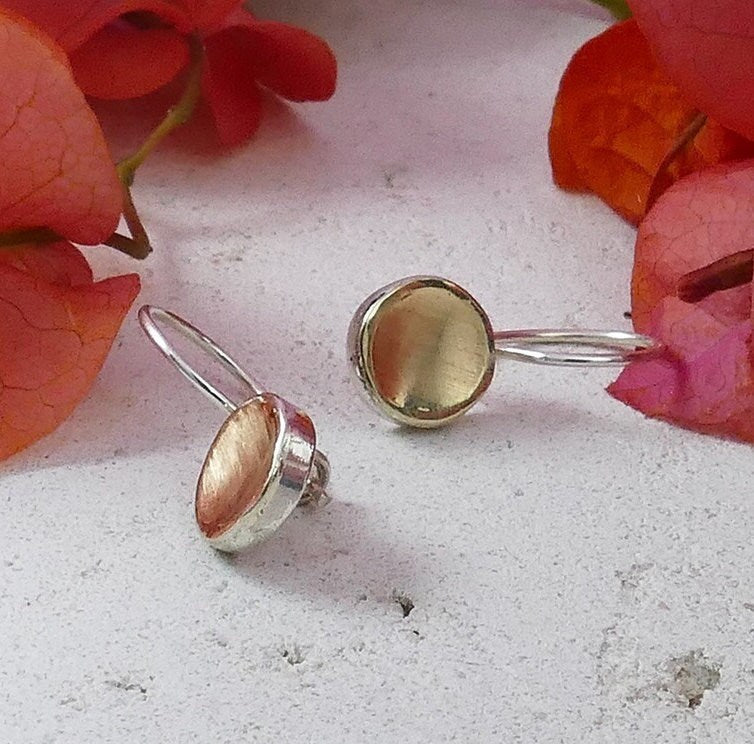 Bridging Elegance - Sterling Silver & Gold Drop Dangle Earrings