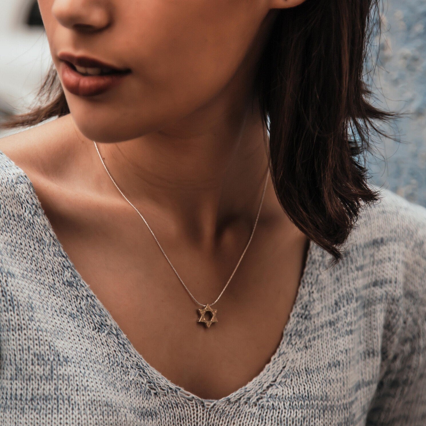 Infinite Unity: Two-Tone Star of David Necklace – Solid Gold & Silver Handcrafted Pendant