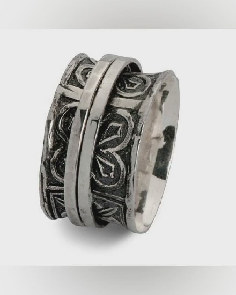 SPIRA Handmade Oxidized 925 Sterling Silver Spinner Ring Fidget ring