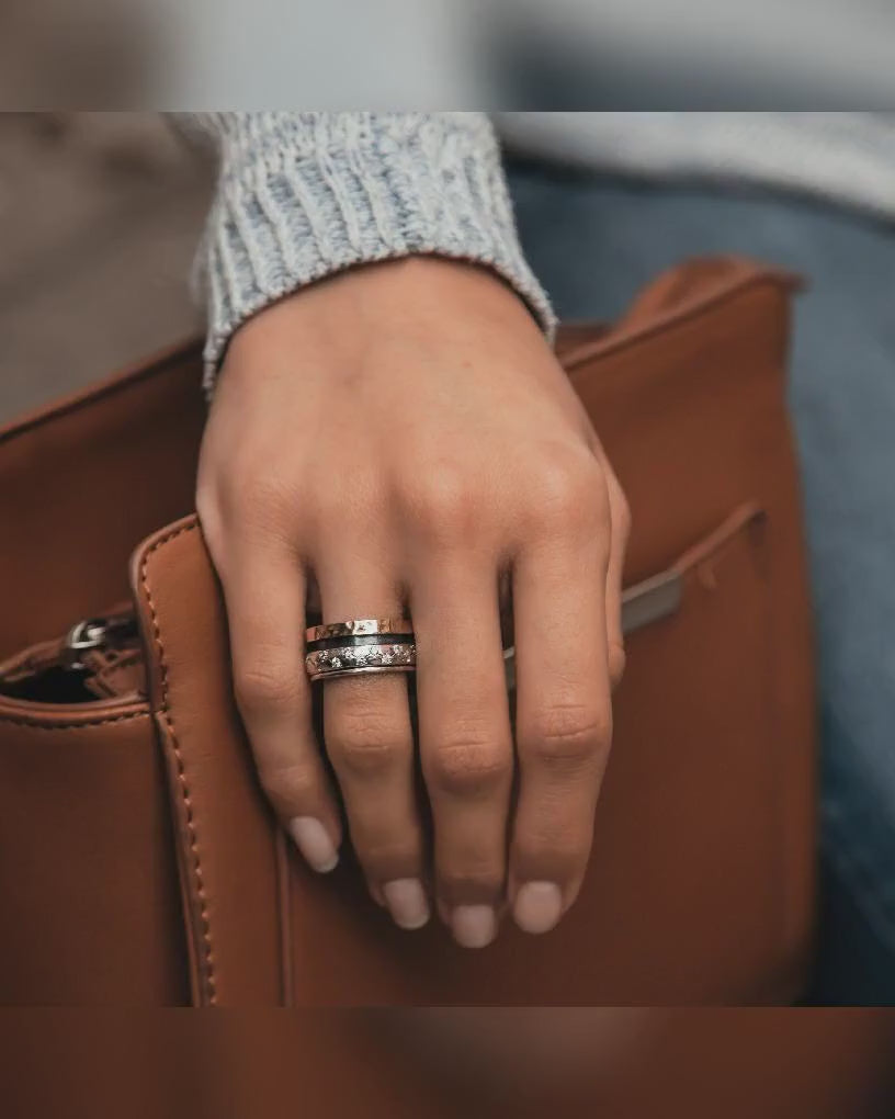 Mindful Melody: Dual-Hue Mix metals Meditation Ring