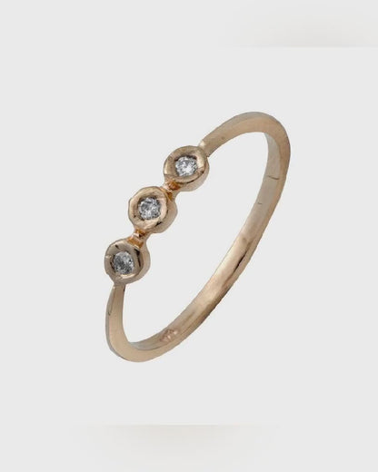 Modern Love: 14K Gold Diamond Minimalist Engagement Ring