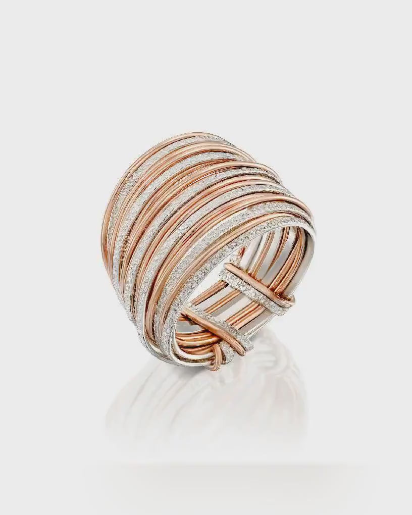 SPIRA Unique Handcrafted Contemporary Design Two Tone Rose 14K Gold filled And 925 Sterling Silver Wrap Ring Mixed metal ring Bohemian ring