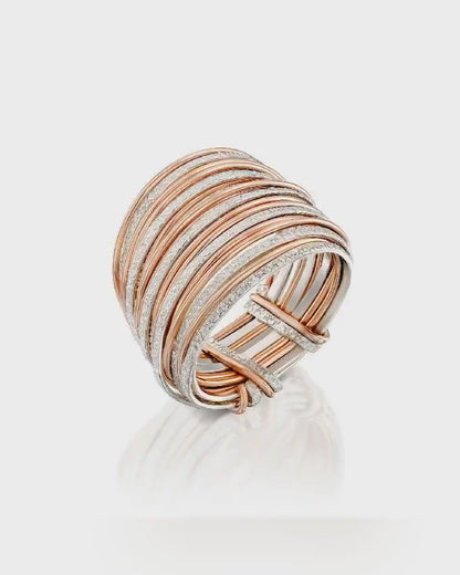 SPIRA Unique Handcrafted Contemporary Design Two Tone Rose 14K Gold filled And 925 Sterling Silver Wrap Ring Mixed metal ring Bohemian ring