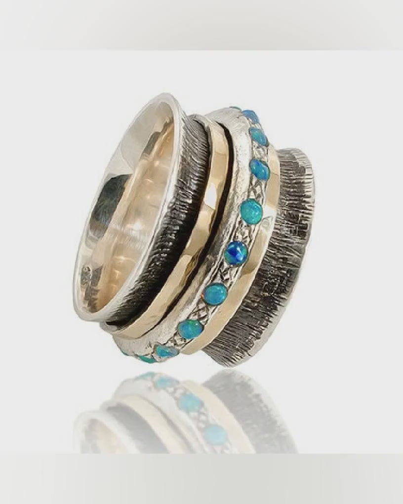 Zen Fusion: Dual-Tone Meditation Spinner Ring