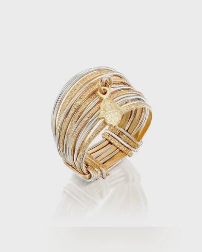 SPIRA Handcrafted Contemporary Design Two Tone 14K Gold filled And 925 Sterling Silver Wrap Ring Jewish Jewelry for Women Mixed metal ring