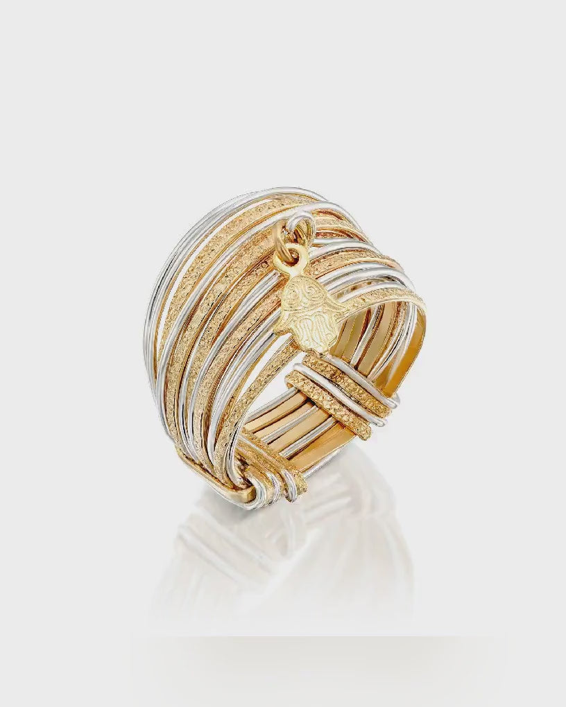 SPIRA Handcrafted Contemporary Design Two Tone 14K Gold filled And 925 Sterling Silver Wrap Ring Jewish Jewelry for Women Mixed metal ring