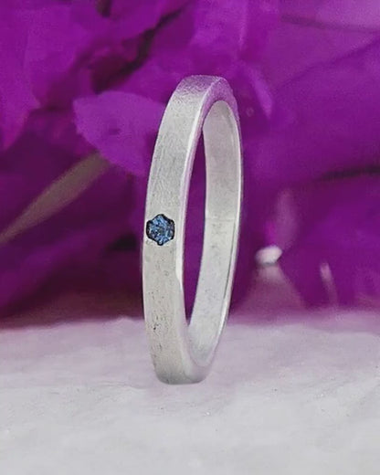 Blue Diamond Engagement ring 925 Sterling Silver Stackable Ring Minimalist Ring