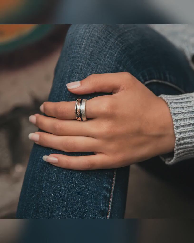 Equilibrium Elegance: Two-Tone Zen Meditation Spinner Ring