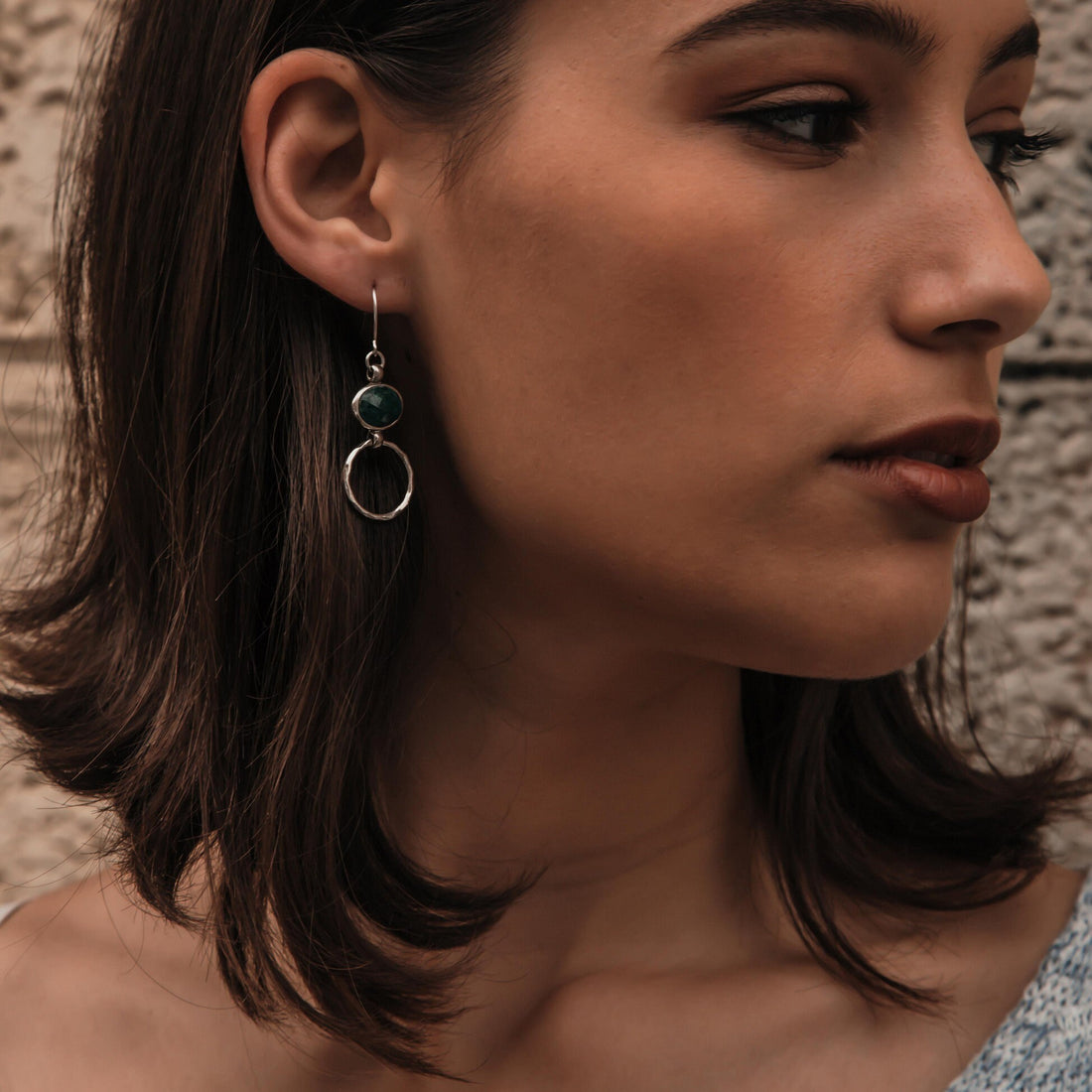 Droplets of Green: Handcrafted Silver Emerald Earrings