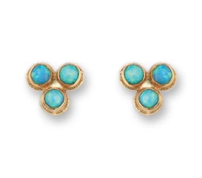 Gilded Glow: Handcrafted Gold and Opal Stud Earrings ,Everyday earrings, Fast&amp;Free Shipping!