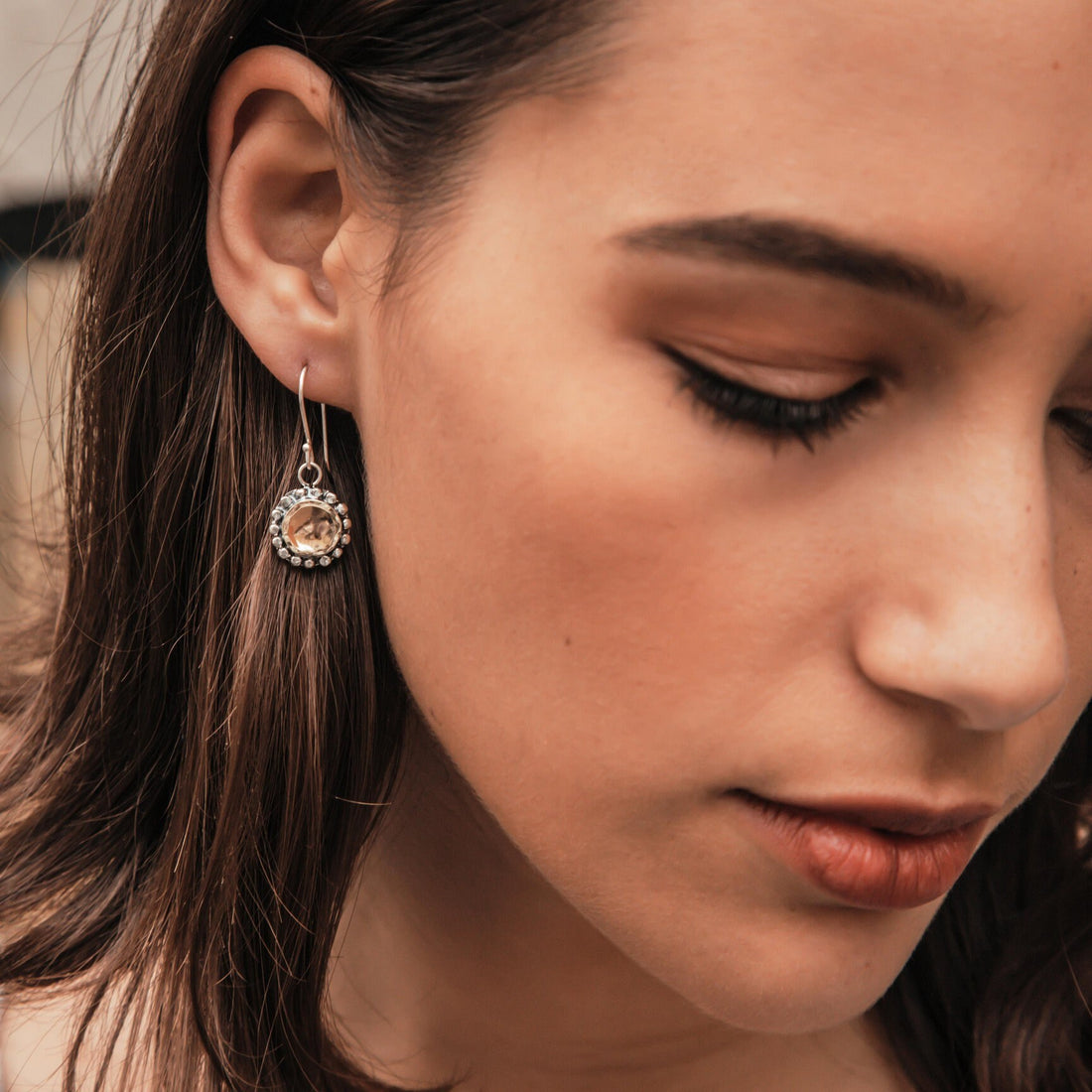 SPIRA Handcrafted Contemporary Design Two Tone Solid 9k Yellow Gold And 925 Sterling Silver Drop/Dangle Earrings Fast&Free Shipping!