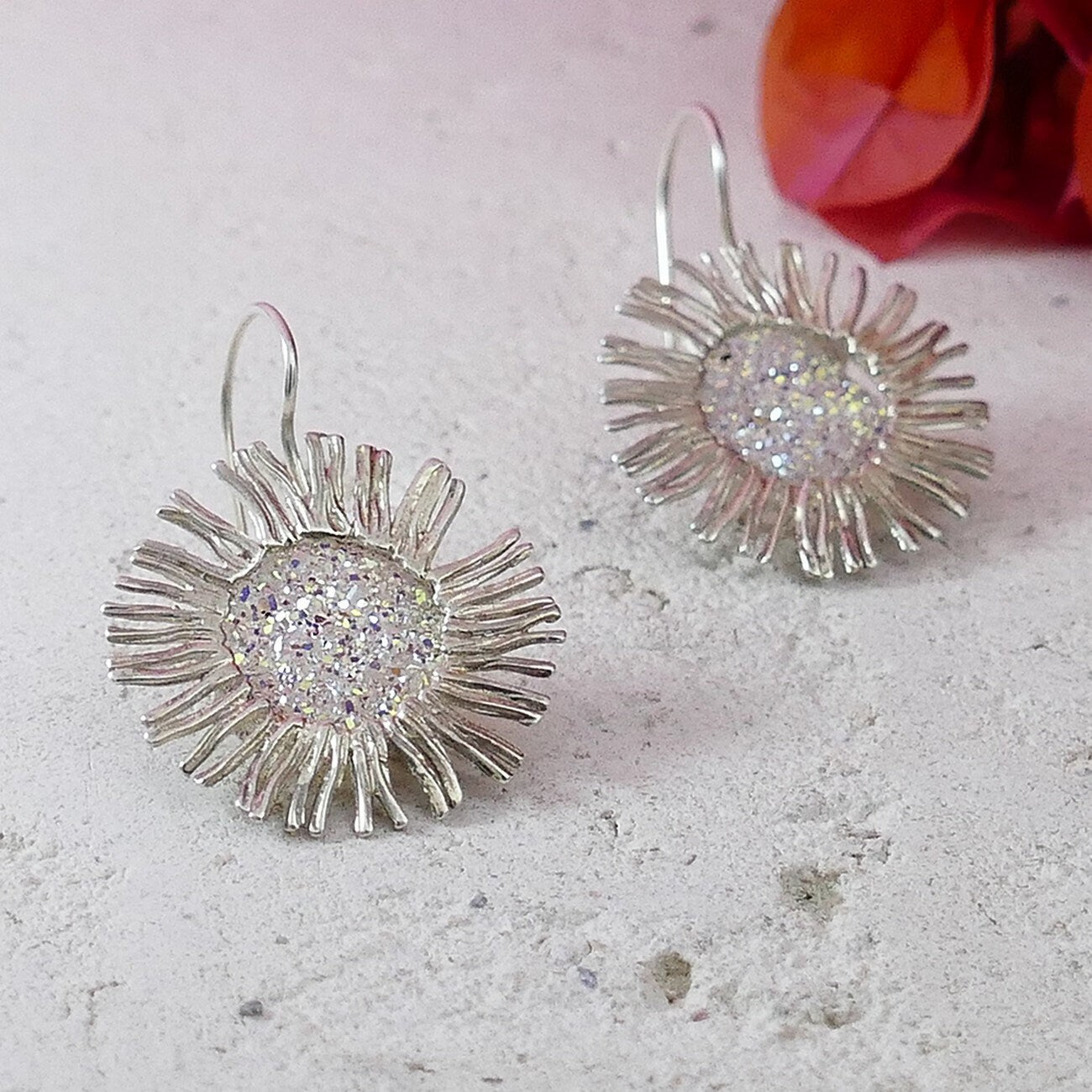 4 Carat White Agate Druzy Stone 925 Sterling Silver Drop/Dangle Earrings Fast and Free Shipping! Everyday earrings