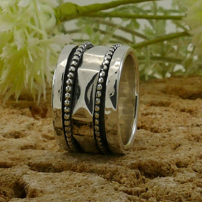 SPIRA Handcrafted Contemporary Design 925 Sterling Silver Spinner Ring, Unique Gypsy ring, Bohemian ring, Hippie ring, Handmade in Israel