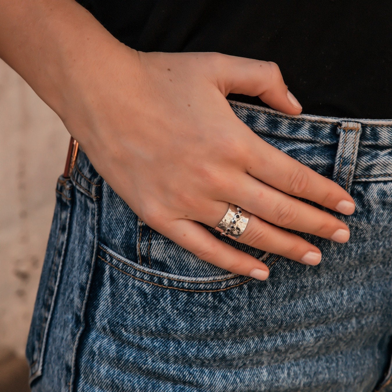 0.88 Carat Natural Blue Sapphire Gemstones 925 Sterling Silver handmade Band Ring Setting Gemstone ring Large ring Bohemian ring Boho ring